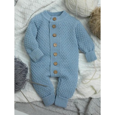 Комбинезон детский Amarobaby Pure Love Wool вязаный, голубой