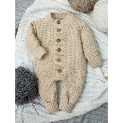 Комбинезон детский Amarobaby Pure Love Wool вязаный, бежевый