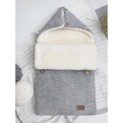 Конверт утепленный Amarobaby Pure Love Wool вязаный, серый, 75х46см