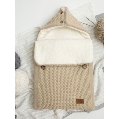 Конверт утепленный Amarobaby Pure Love Wool вязаный, бежевый, 75х46см