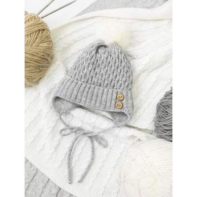 Шапочка детская  Amarobaby Pure Love Wool вязаная, утепленная, серый