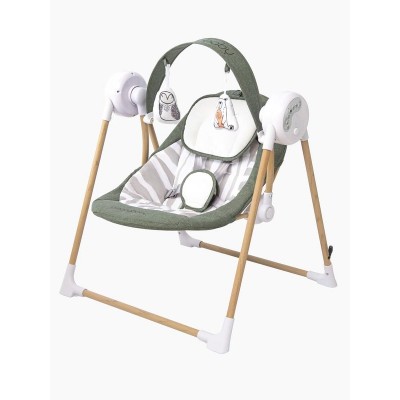 Электронные качели детские AMAROBABY WOODEN SWING, хаки