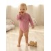 Боди детское с длинным рукавом AMAROBABY Nature, модель кимоно, с рюшей, зефир, розовый