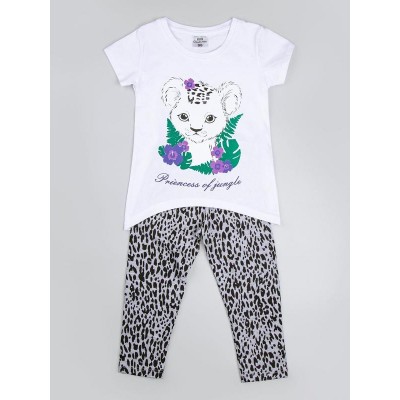 Лосины и футболка детские Amarobaby KIDS, Leopard, серый