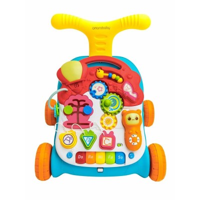 Каталка-ходунки Amarobaby Study Walker (3в1) музыкальный игровой центр со съемной игровой панелью и столиком, зеленый