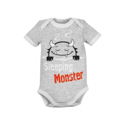 Боди детское с коротким рукавом Amarobaby( Monsters серая коллекция)