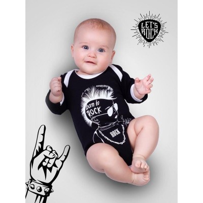 Боди детское с длинным рукавом Amarobaby ROCK BABY 01  BORN TO ROCK