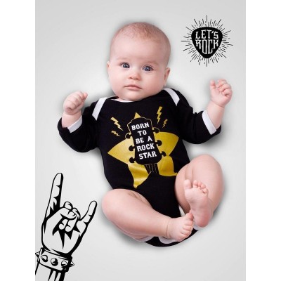 Боди детское с длинным рукавом Amarobaby ROCK BABY 02 ROCK STAR